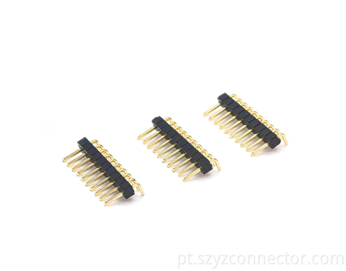 Ângulo direito h da única fileira do conector do encabeçamento do pino do passo de 1.0mm: 1.0mm 1*10p 1.0mm Pitch Pin Header Connector Single Row Right Angle H:1.0mm 1*10P